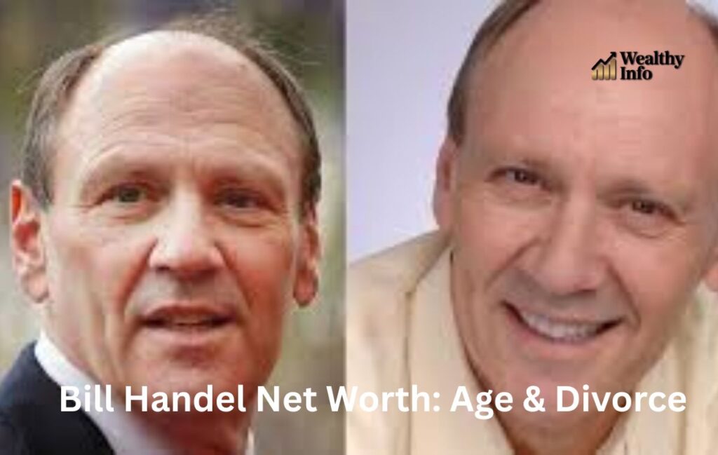 Two side-by-side photos of an older man were used for a Bill Handel net worth article.