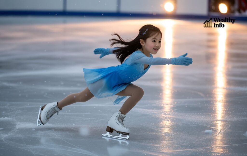 Why does Ksayim Hsiung want to be an ice skater young skater practicing on ice.