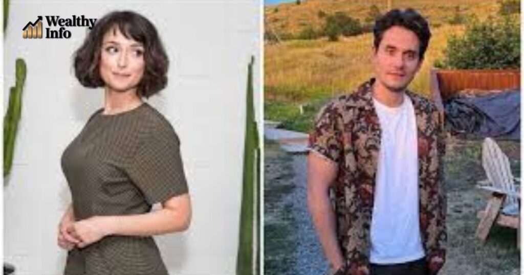 Milana Vayntrub and her husband are shown side-by-side — Milana Vayntrub husband related images.